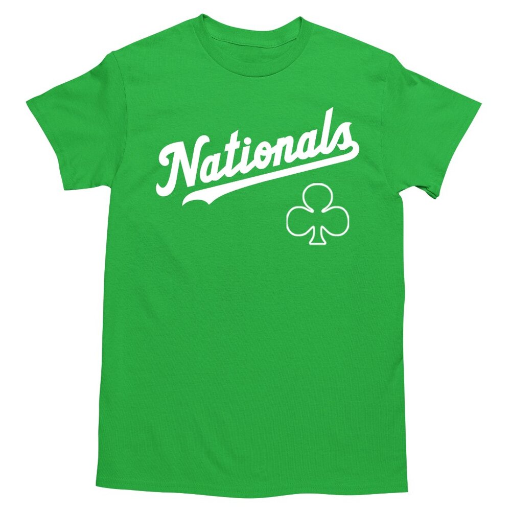 NEW Washington Nationals Wordmark St Patricks T-Shirt IRISH GREEN